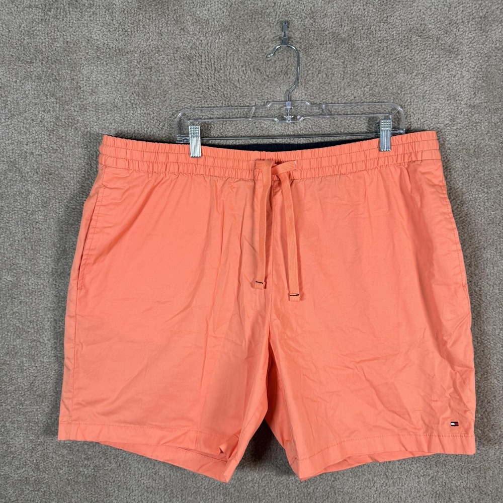 Tommy Hilfiger Shorts Mens 2XL Orange Elastic Waist Drawstring Bermuda Swim